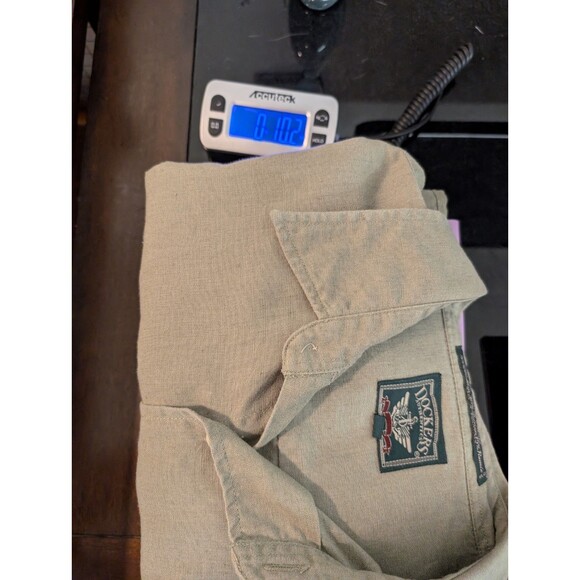 Vintage Dockers Authentic Mens Linen Blend Shirt XL Green Short Sleeve Button Up - Picture 13 of 13